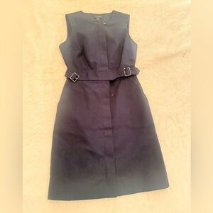J. Crew Navy Sleeveless Belted Sheath Dress